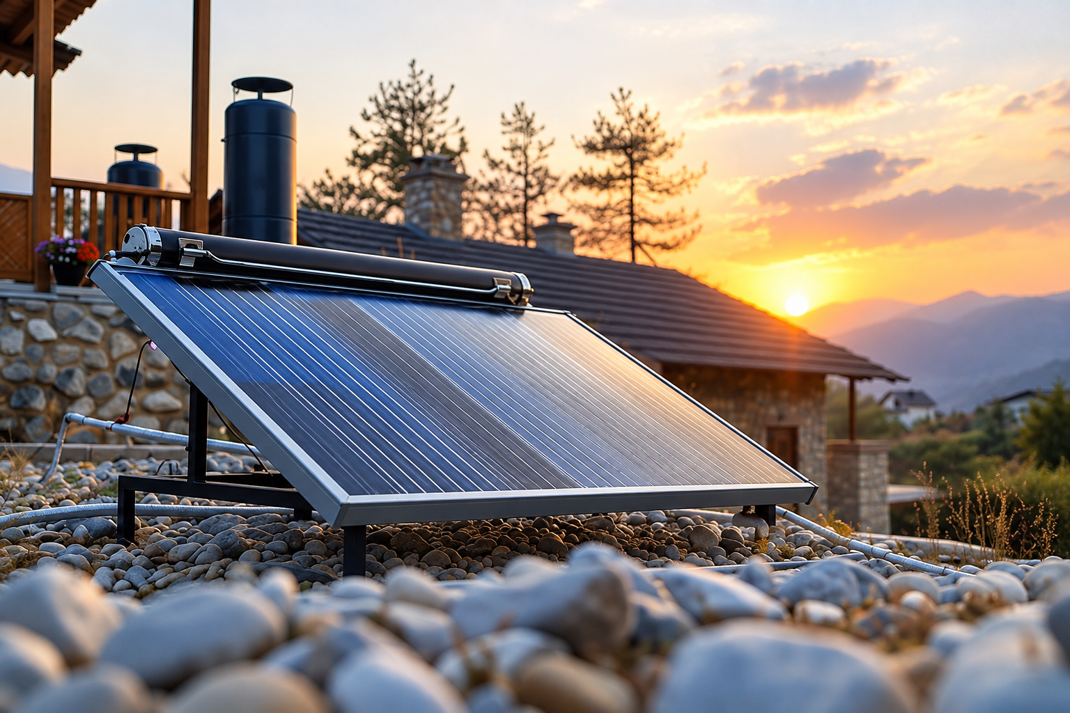 Solar water heater installation on a rooftop in the UAE
